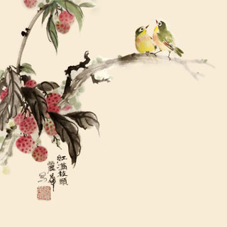 Chinese Lychee Painting,34cm x 34cm,2485073-x