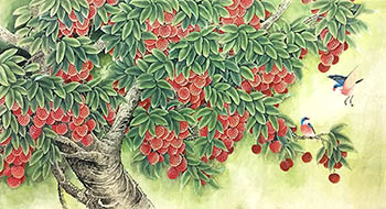 Chinese Lychee Painting,97cm x 180cm,2574042-x