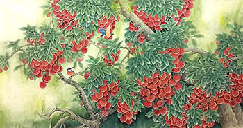Chinese Lychee Painting,97cm x 180cm,2574044-x