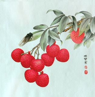 Chinese Lychee Painting,33cm x 33cm,2610001-x