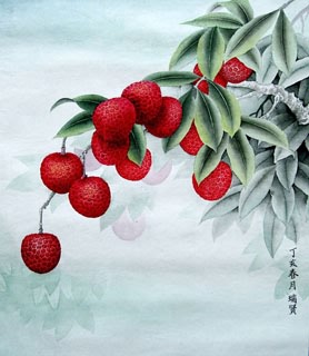 Chinese Lychee Painting,33cm x 33cm,2610002-x