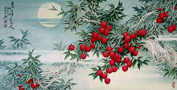 Chinese Lychee Painting,66cm x 136cm,2610013-x