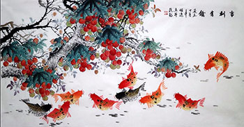 Chinese Lychee Painting,69cm x 138cm,ajy21228001-x