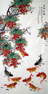 Chinese Lychee Painting,69cm x 138cm,ajy21228002-x