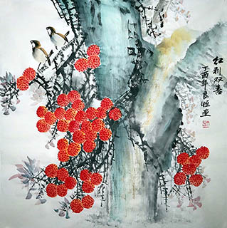Chinese Lychee Painting,68cm x 68cm,dlh21229002-x