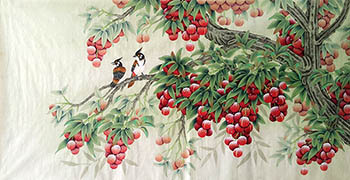 Chinese Lychee Painting,66cm x 136cm,nx21170022-x