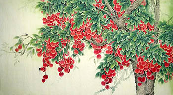 Chinese Lychee Painting,97cm x 180cm,nx21170028-x