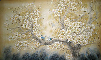 Chinese Magnolia Painting,90cm x 180cm,2011012-x