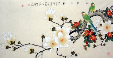 Chinese Magnolia Painting,50cm x 100cm,2327002-x