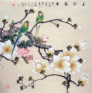Chinese Magnolia Painting,66cm x 66cm,2327011-x