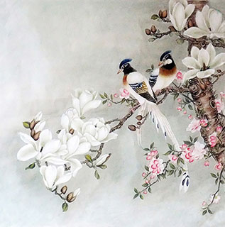 Chinese Magnolia Painting,66cm x 66cm,2352002-x