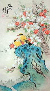 Chinese Magnolia Painting,55cm x 95cm,2391006-x