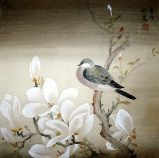Chinese Magnolia Painting,50cm x 50cm,2395006-x