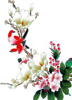 Chinese Magnolia Painting,60cm x 80cm,2401005-x