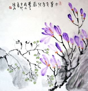 Chinese Magnolia Painting,69cm x 69cm,2407003-x