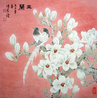 Chinese Magnolia Painting,66cm x 66cm,2409001-x