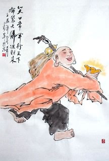 Chinese Maitreya Painting,46cm x 70cm,3448001-x
