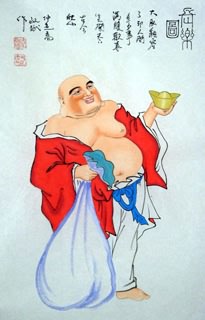 Chinese Maitreya Painting,34cm x 69cm,3519056-x