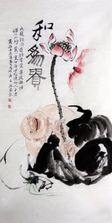 Chinese Maitreya Painting,66cm x 136cm,3546034-x