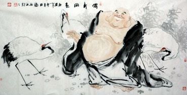 Chinese Maitreya Painting,69cm x 138cm,3754004-x