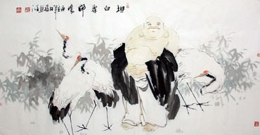 Chinese Maitreya Painting,69cm x 138cm,3754011-x