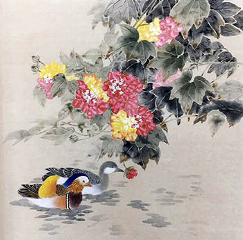 Chinese Mandarin Duck Painting,68cm x 68cm,2387109-x