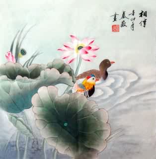 Chinese Mandarin Duck Painting,66cm x 66cm,2527005-x