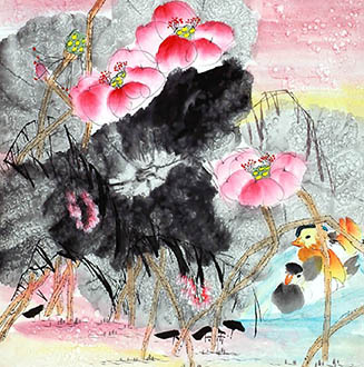 Chinese Mandarin Duck Painting,68cm x 68cm,2529008-x