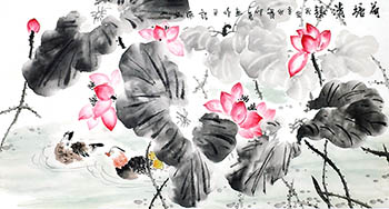 Chinese Mandarin Duck Painting,50cm x 100cm,2529010-x