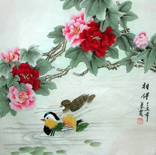 Chinese Mandarin Duck Painting,69cm x 69cm,2703055-x