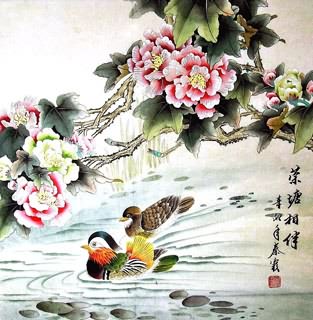Chinese Mandarin Duck Painting,69cm x 69cm,2703056-x