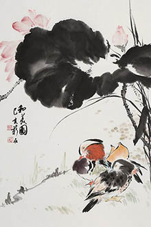 Chinese Mandarin Duck Painting,69cm x 46cm,cxm21205003-x