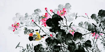 Chinese Mandarin Duck Painting,68cm x 136cm,cyd21123028-x