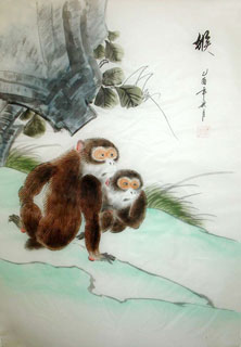 Chinese Monkey Painting,55cm x 40cm,4336013-x