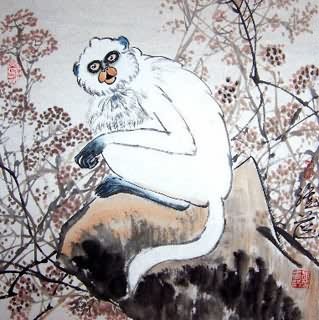 Chinese Monkey Painting,45cm x 45cm,4367027-x