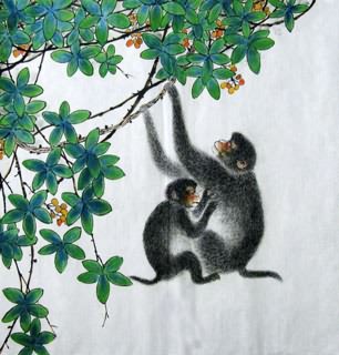 Chinese Monkey Painting,69cm x 69cm,4449029-x