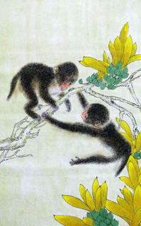 Chinese Monkey Painting,69cm x 46cm,4449030-x