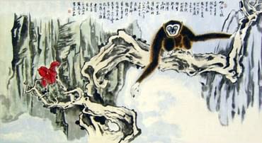 Chinese Monkey Painting,50cm x 100cm,4498001-x