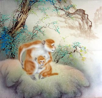 Chinese Monkey Painting,66cm x 66cm,4737045-x
