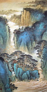 Chinese Mountain and Water Painting,69cm x 138cm,1002006-x