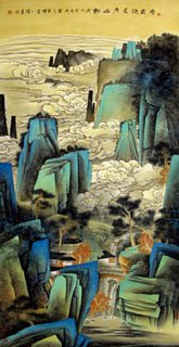 Chinese Mountain and Water Painting,100cm x 202cm,1002021-x