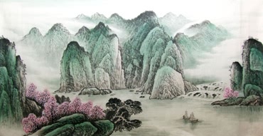 Chinese Mountain and Water Painting,66cm x 136cm,1003003-x
