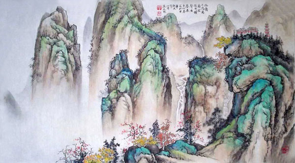 Mountain and Water,50cm x 100cm(19〃 x 39〃),1006043-z