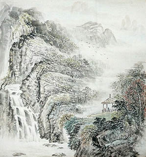Chinese Mountain and Water Painting,50cm x 50cm,1011003-x