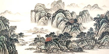 Chinese Mountain and Water Painting,68cm x 136cm,1011012-x