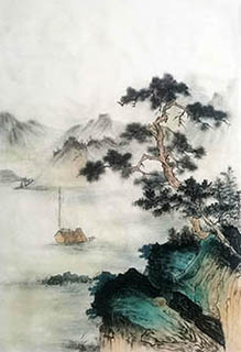 Chinese Mountain and Water Painting,46cm x 68cm,1011055-x