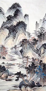 Chinese Mountain and Water Painting,90cm x 180cm,1011059-x