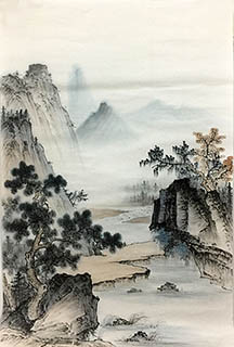 Chinese Mountain and Water Painting,46cm x 68cm,1011064-x