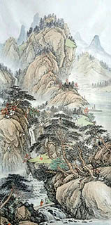 Chinese Mountain and Water Painting,90cm x 180cm,1011068-x