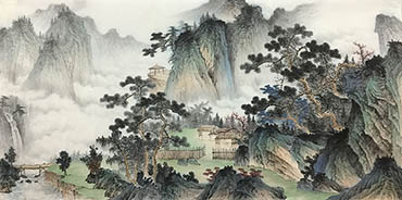 Chinese Mountain and Water Painting,66cm x 136cm,1011087-x